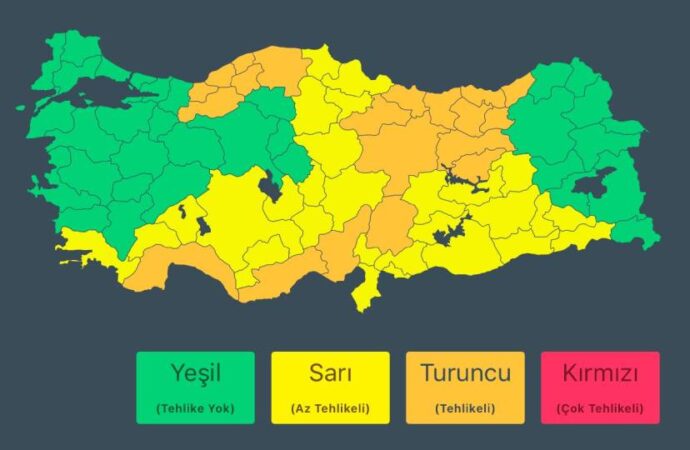 AFAD’dan 50 şehre “sarı” ve “turuncu” kodlu uyarı